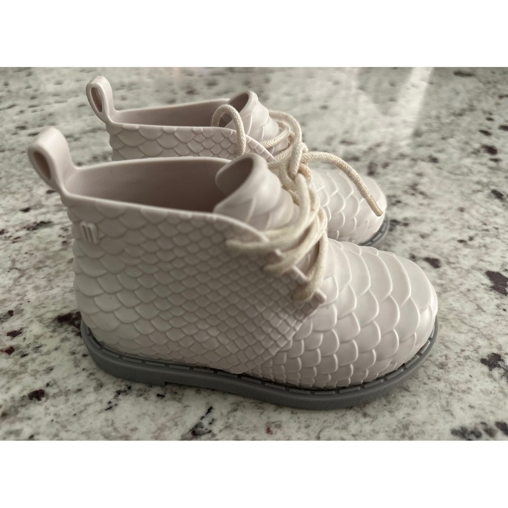Mini Melissa x Baja East Toddler Python Scale Chukka Boots White Size 7